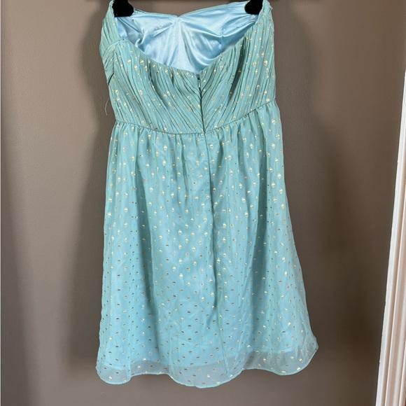 Turquoise and Gold Minuet dress - Picture 2 of 5